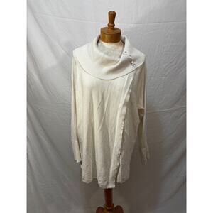 JM Collection Cream Faux Wrap Knit Sweater with Cowl Neck (Extra Large)